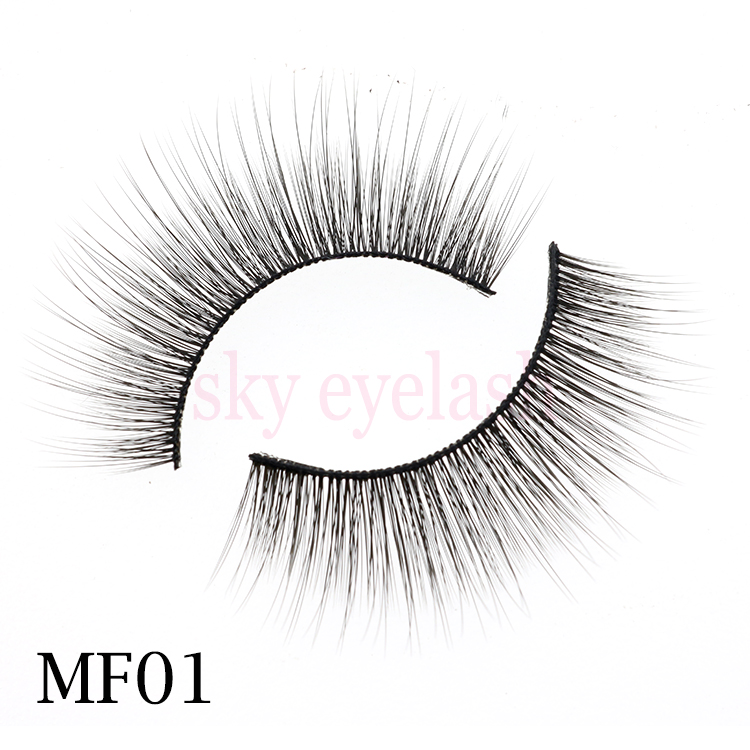 False eyelashes vendor supply cheap wispy 3D silk eyelashes with custom package-SX