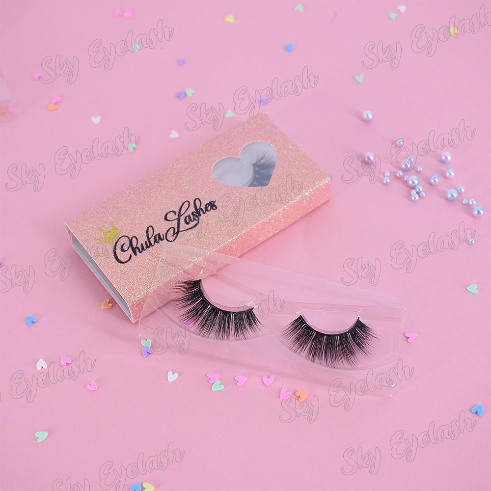 Lash vendor supply natural wispy eyelashes 3D mink lashes with custom packaging