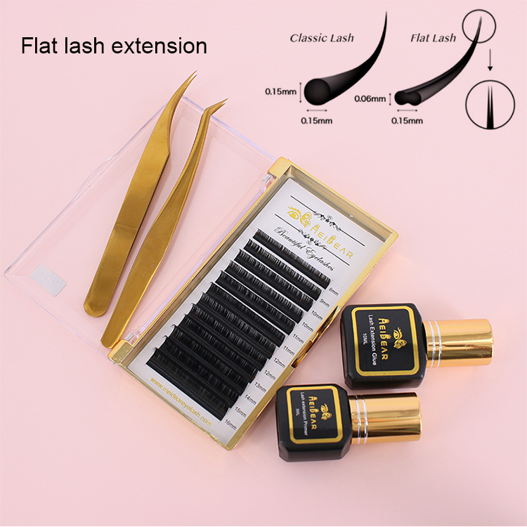 Wholesale Ellipse flat lash extensions .10 .15 .20mm mixed rows OEM ODM 