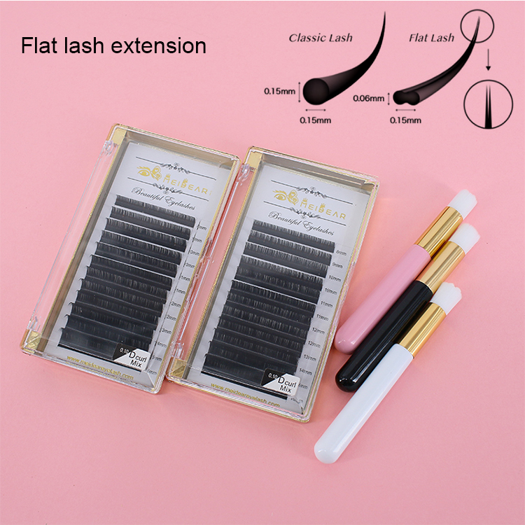Private label Ellipse flat eyelash extensions 0.15mm thickness with custom box