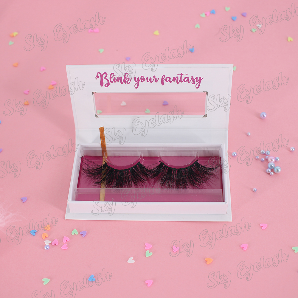 Strip eyelash vendor wholesale 25mm 5D mink eyelashes with best lash glue custom packaging