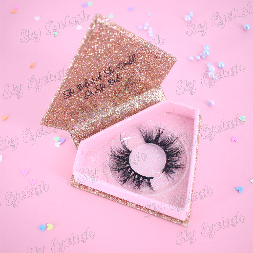 Natural long eyelashes real mink 3D eyelashes with strip eyelash glue