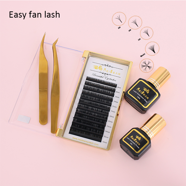 Private label  0.05mm fast fan eyelash extensions with best adhesive to Canada