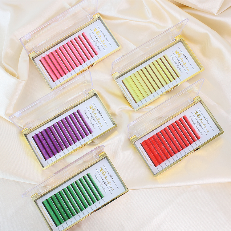 lash factory wholesale individual eyelash extension fast fanning  tray colored volume lashes kit with private label  AW