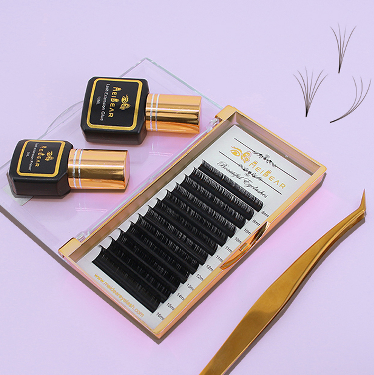 lash factory wholesale individual eyelash extension fast fanning  tray colored volume lashes kit with private label  AW