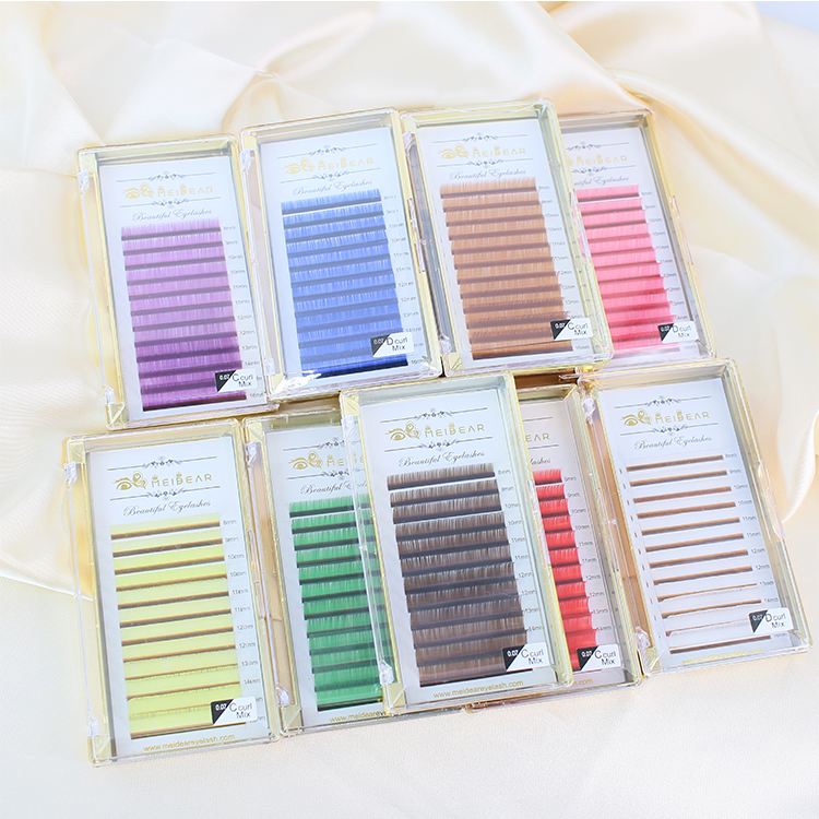 Private label  colored eyelash extension with own brand packaging box to England CO