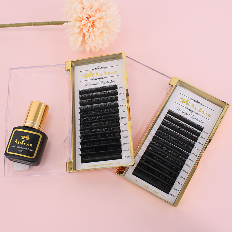 Wholesale 0.10mm thickness flat eyelash extensions with own brand box USA