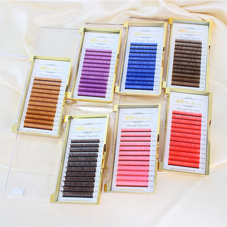 Private label  colored eyelash extension with own brand packaging box to England CO